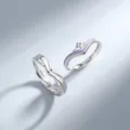 Minimalistische Prinzessin und Ritter Partnerringe in Silber mit lila Emaille-Detail - Herrenritter