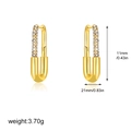 Detailed view of 18K gold plated U-shaped earrings with size dimensions 21x11mm - Copper Gold Zirconia Paperclip Style Drop