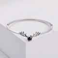 Bracciale corna di cervo argento con pietra di proiezione nera in acciaio al titanio - Color Acciaio