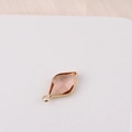 Detail of a rhombus-shaped gold pendant featuring a faceted pink crystal for DIY jewelry making - Pink (2#)