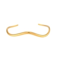Brazalete abierto de acero inoxidable bañado en oro de 18K con diseño de ondas irregulares - Brazalete Abierto de Onda Irregular - Dorado