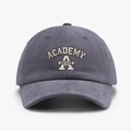 Charcoal grey cotton baseball cap with white Academy Of One embroidery and curved brim - One Size / Smoke