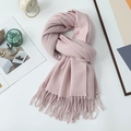 Sciarpa invernale rosa effetto cashmere con nappe, elegantemente piegata per uno stile caldo - 200*68CM / Viola Chiaro