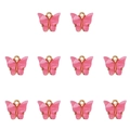 DIY jewelry parts featuring pink acrylic butterfly charms with gold-plated alloy loops - Deep Pink