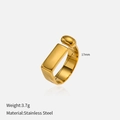 Macro detail of golden irregular rectangle ring with 17mm inner diameter and 3.7g weight - Square Wide Ring