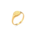 Macro view of vintage gold ring featuring engraved crescent moon and star patterns - US 6 / Moon & Star Pattern