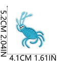 Close-up of blue sea creature embroidered patch showing 5.2cm height and 4.1cm width details - No.8 (Blue Cartoon Sea Creature)