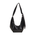 Borsa hobo a mezzaluna nera in ecopelle liscia con dettaglio nodo laterale alla moda - 36*11*32cm / Nero
