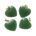 Green heart-shaped acrylic jelly pendant with gold metal bail in a set of four pieces - Solid Green (10pcs/pack)