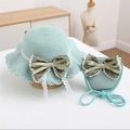 Kids straw sun hat and matching crossbody bag set with mint green bow and lace trim - Single Bag / Mint Green