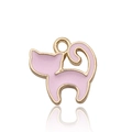 Pendentif chat mignon en émail rose doré pour bijoux DIY colliers et bracelets - Forme de Chat de Dessin Animé (9935) / Chat Rose