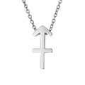 Minimalist silver stainless steel Sagittarius zodiac sign pendant necklace for women - Sagittarius - Steel