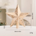 Cream colored Christmas tree topper star with gold glitter details and 20cm dimensions - 20x20x3cm / Champagne Gold Tree Top Star
