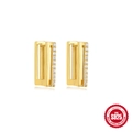 Elegant gold S925 sterling silver U-shaped earrings with micro-set cubic zirconia stones - Rectangular Zirconia Style / 925 Silver
