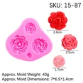 Pink silicone rose mold with three flower sizes for fondant, chocolate and crafts - 5# (15-87) / Pink