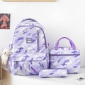 Purple camouflage backpack set for school students with lunch bag and pencil case - Purple Camouflage 3Pcs Set / Purple
