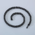 Black Byzantine chain necklace for men in stainless steel with a vintage matte finish - Black (KN290044-Z)
