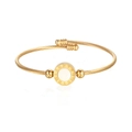Elegant gold titanium cable bangle for women featuring Roman numerals and white shell inlay - Gold Color Bracelet