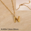 Golden titanium steel necklace with letter N pendant and rhinestone crystal inlay detail - Gold Letter N (KN286983-Z)