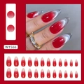 Macro detail of almond-shaped press-on nails with red silver cat eye gradient design - Red Cat Eye Style (W1566)