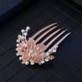 Elegant rose gold flower hair comb with sparkling clear and AB rhinestones for women - Rose Gold Champagne Flower Style 5