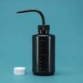 250ml black plastic squeeze wash bottle with scale marks and curved tip nozzle - 250ml (Black with Extra Cap)