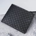 Portefeuille noir pour hommes avec cuir gaufré géométrique et design minimaliste - Noir C-Style Géométrique