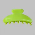 Detailed side view of large neon green acetate hair claw clip with matte resin finish - Fluorescent Yellow