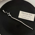 Silver liquid metal tassel hair pin with a modern irregular wave design in polished finish - Irregular Silver
