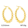 Minimalist gold-finish stainless steel C-shaped beaded earrings 27x5mm 10g - Large Beaded Hoop (27x5mm)