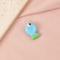 Hand-painted blue glass fish pendant with green tail and metal ring for DIY jewelry - Blue Fish Single Loop (1#) / Steel