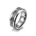 Anillo de hombre de acero de tungsteno pulido con un diseño de camuflaje incrustado - 10# / Color Acero