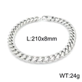 Men's 8mm silver stainless steel Cuban link bracelet with lobster clasp and 210mm length - 8mm / Steel