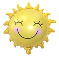 Smiling sun foil balloon in bright yellow with white polka dots for birthday party decor - Gold Trim Sunflower