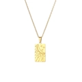 Goud vergulde roestvrijstalen ketting met rechthoekige hanger met zon- en maanmotief - Zon Vierkante Stijl