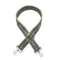 Ethnic style woven polyester bag strap with blue and gold geometric patterns and gold clips - Ethnic Style 10