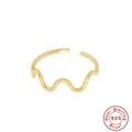 Minimalist S925 sterling silver wavy open ring with adjustable gold plated finish - Wave Shape Open Ring