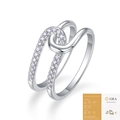 S925 sterling silver moissanite ring with GRA certificate and double cross design - Moissanite (R13687/With GRA)