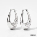 Polished silver U-shaped stainless steel hoop earrings with glossy metallic finish - Polished U-shape (PDE1407)
