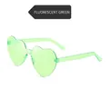 Fashionable fluorescent green heart-shaped rimless sunglasses with one-piece design - Fluorescent Green