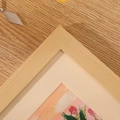 Square natural wood frame for oil pastel paintings with white mat and floral art - Flat Style / 4 inch (13.1*13.1cm) / Natural Wood Color