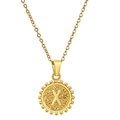Collier en acier inoxydable doré avec pendentif rond à lettre X gaufrée et bordure perlée - Lettre X Dorée (Avec Chaîne)