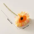 Artificial gerbera flower 23cm length with vibrant orange gradient petals and 10cm head - Gerbera / Yellow