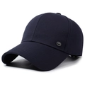 Berretto da baseball classico blu scuro con visiera curva e stemma in metallo laterale - Regolabile / Blu navy