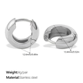 Polished silver stainless steel hoop earrings with 13.4mm diameter and 4g weight - EH245S Style (EH245S) / Silver
