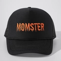 Cappellino trucker nero con ricamo Momster arancione, retro in rete traspirante e cinturino regolabile - Taglia unica / Nero Logo Arancione