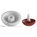 DIY heart-striped silicone mold for resin candle holders with a finished red product sample - Smooth Round Bowl