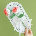 Handmade pink and white crochet rose bouquet on a decorative gift card with ribbons - Rose (Gradient Pink Combo)