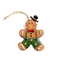 Addobbo omino di pan di zenzero con cappello e pantaloni verdi per albero di Natale - Omino di pan di zenzero con bretelle