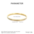 Detailed parameter view of a gold-plated stainless steel rhinestone bangle weighing 8g - 56*3.5mm / Gold